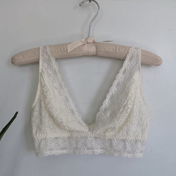 Wacoal Halo Lace wire-free bralette sz 40 Ivory - Picture 3 of 8